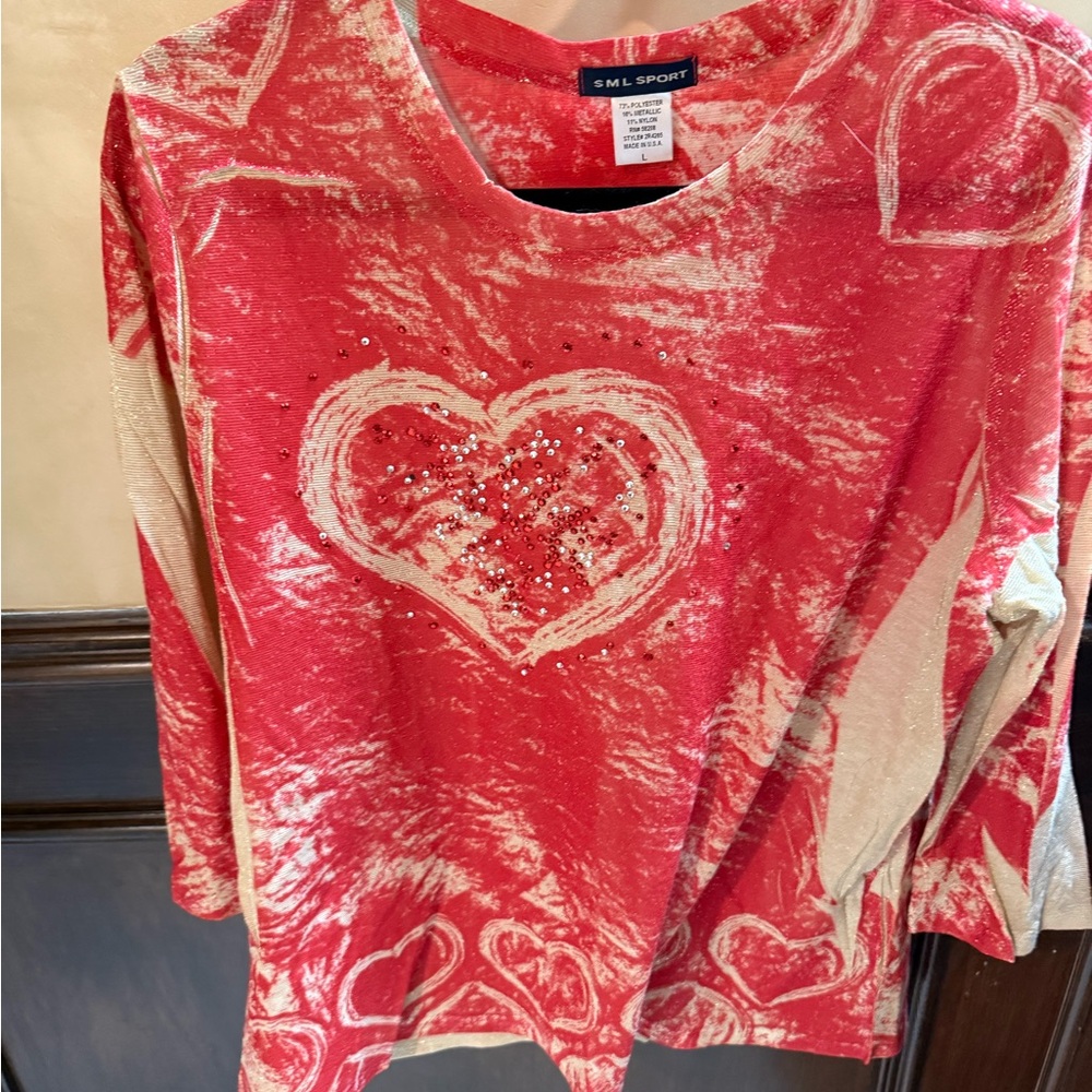 SML Sport Red and White Long Sleeve Top